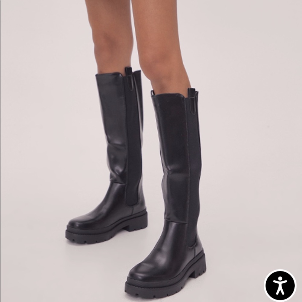 Nasty Gal Faux Leather Knee High Boots